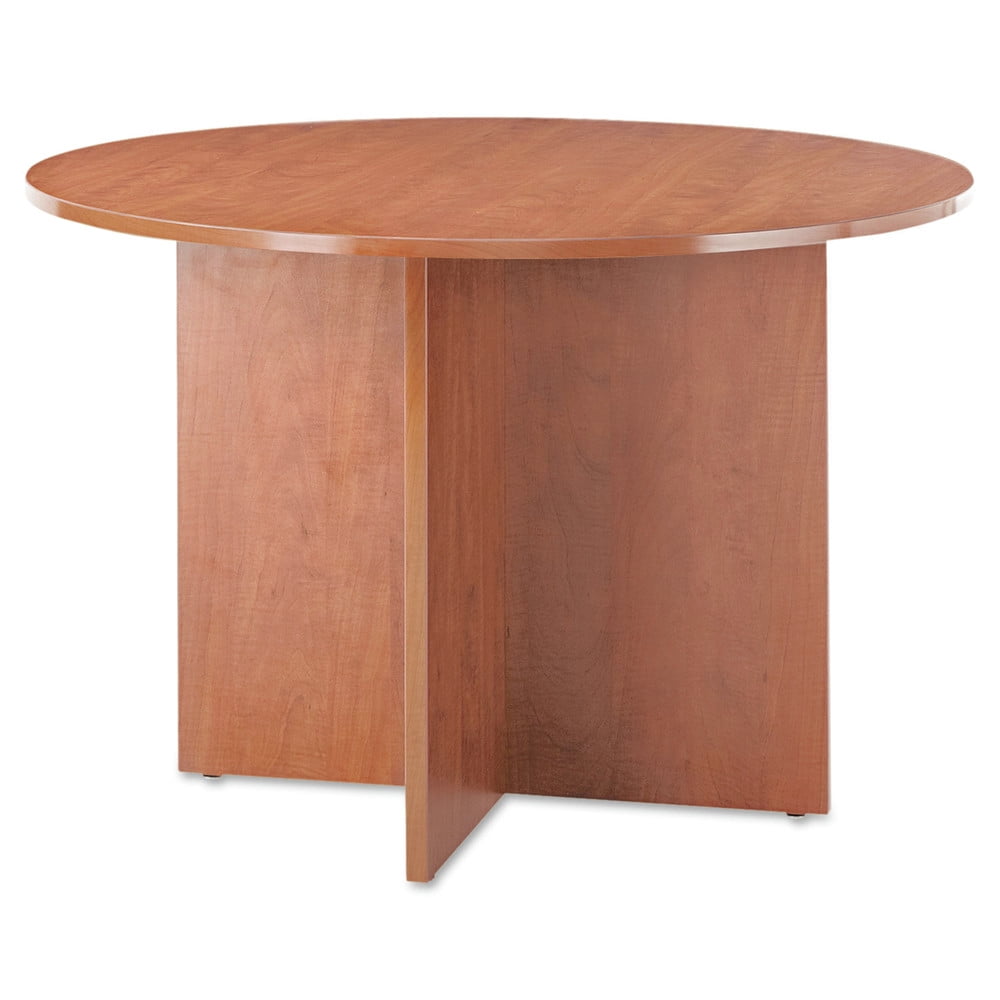 Cherry Round Wood Conference Table with X-Base