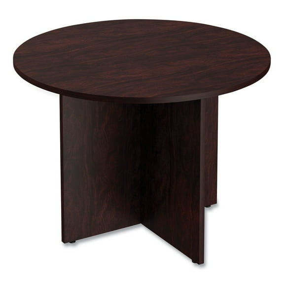 Alera Valencia Round Conference Table w/Legs, 29 1/2h x 42 dia., Mahogany -ALEVA7142MY