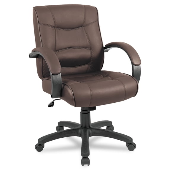 Alera Alera Strada Series Mid-Back Swivel/Tilt Chair w/Brown Top-Grain Leather