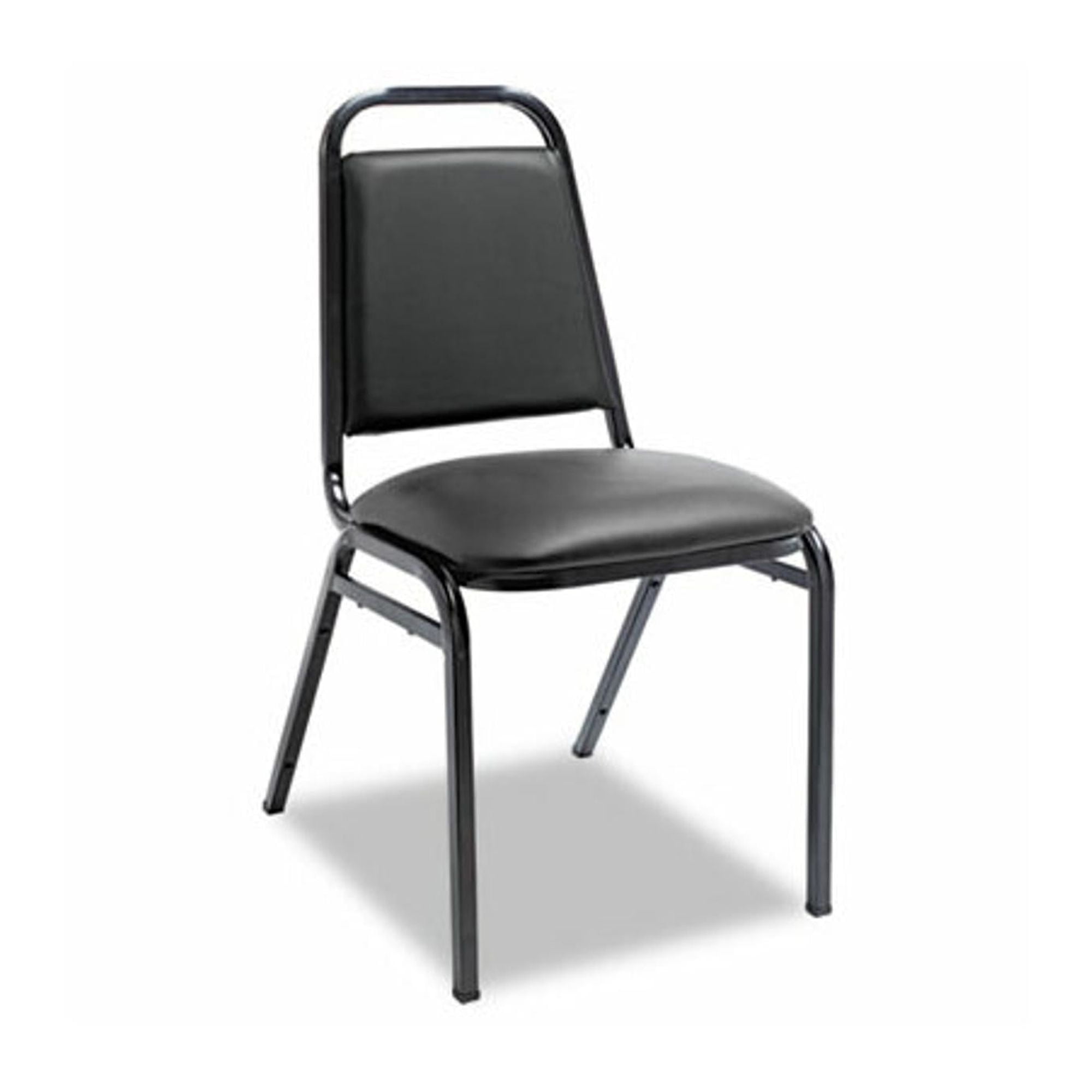 Black Vinyl Armless Stacking Chair with Metal Frame