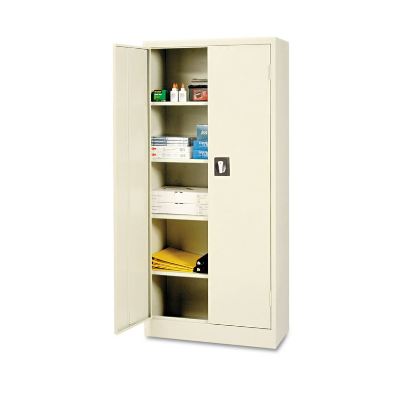 Space Saver Storage Cabinet, Four Shelves, 30w x 15d x 66h, Putty Space Saver Storage Cabinet, Four Shelves, 30w x 15d x 66h, Putty