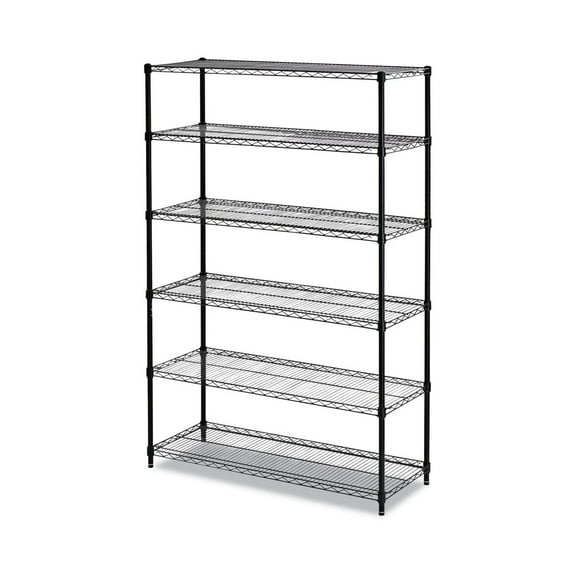 Alera Commercial Wire Shelving Six-Shelf 48w X 18d X 72h Black (ALESW664818BL)