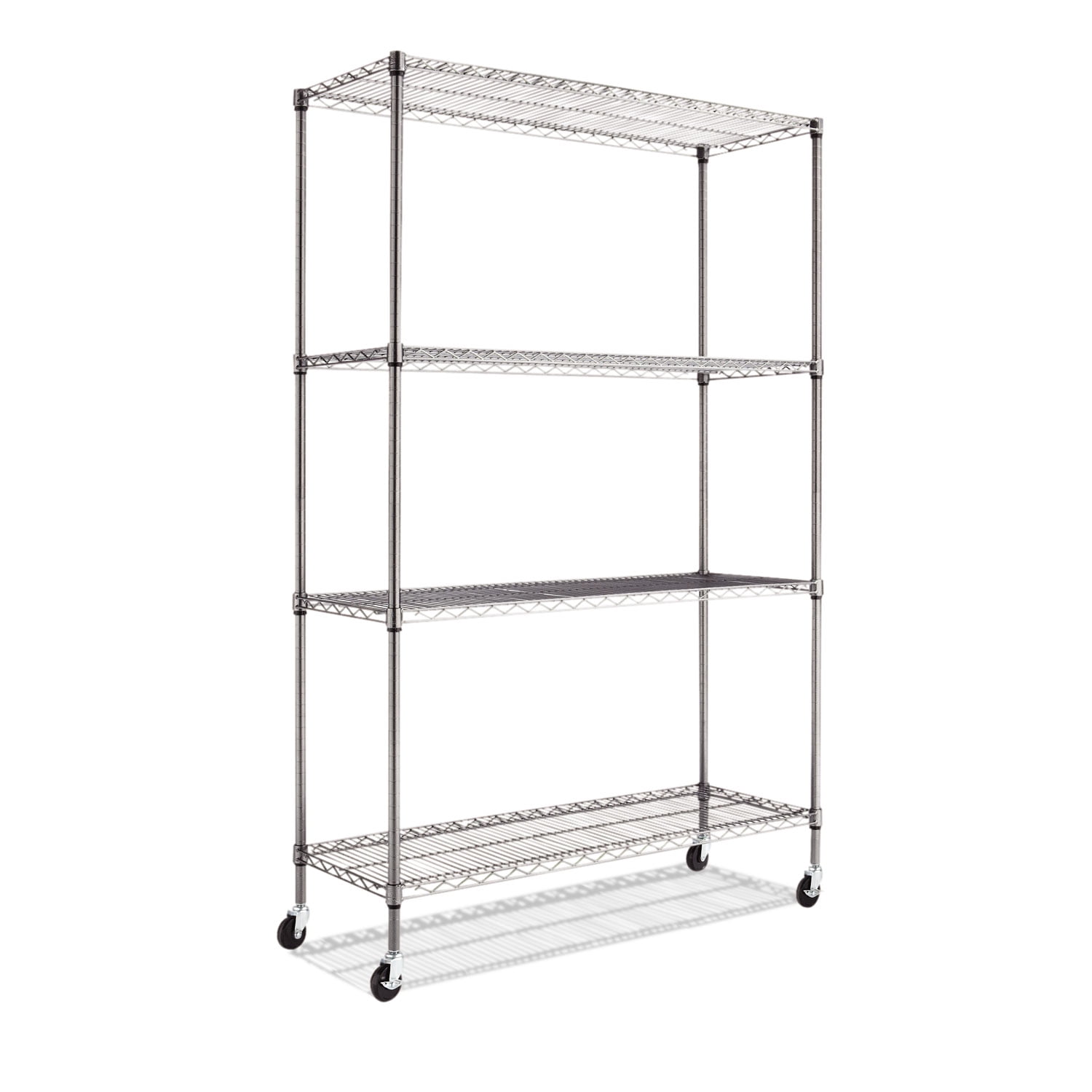 Alera NSF Certified 4-Shelf Wire Kit w/Casters & Liner, 48 x 18 x 72, Black Anthracite -ALESW604818BA