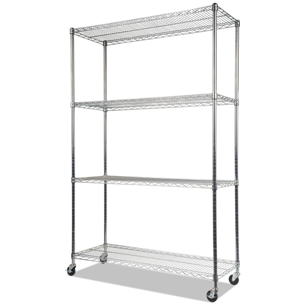 Alera®5-Shelf Wire Shelving Kit with Casters and Shelf Liners, 48w