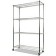 Alera Complete Wire Shelving Unit with Casters, FourShelf, 48" x 18" x