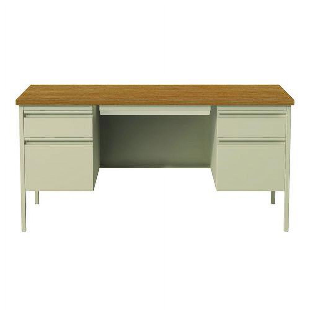 Cherry and Putty Executive Desk with Filing Cabinet