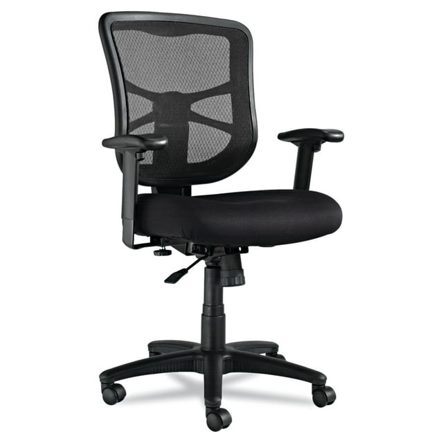 Alera Elusion Series Mesh Mid-Back Swivel/Tilt Chair, Supports up to 275 lbs., Black Seat/Black Back, Black Base -ALEEL42BME10B