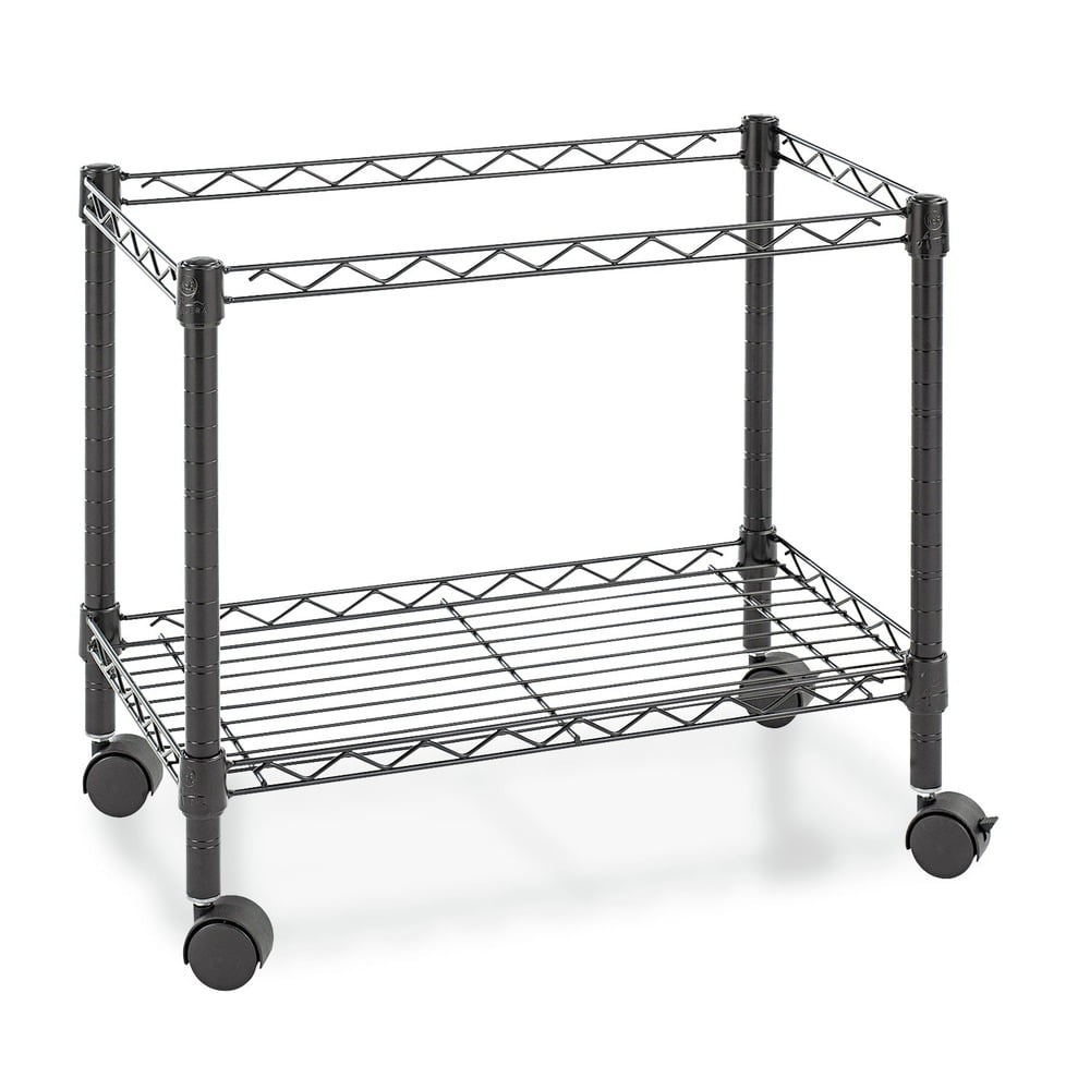 Black Metal Rolling File Cart with Adjustable Shelf