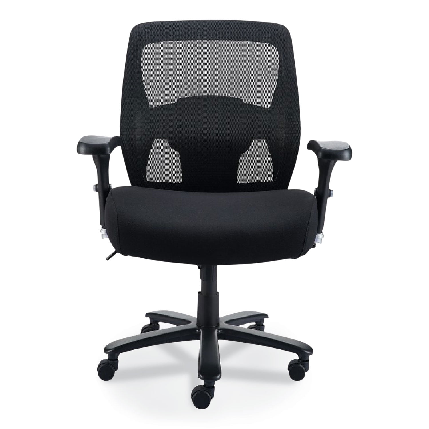 Black Mesh and Fabric Executive Swivel Chair with Adjustable Arms