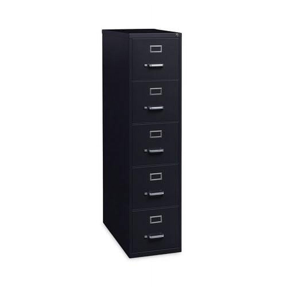 Black Steel Vertical 5-Drawer Lockable Filing Cabinet
