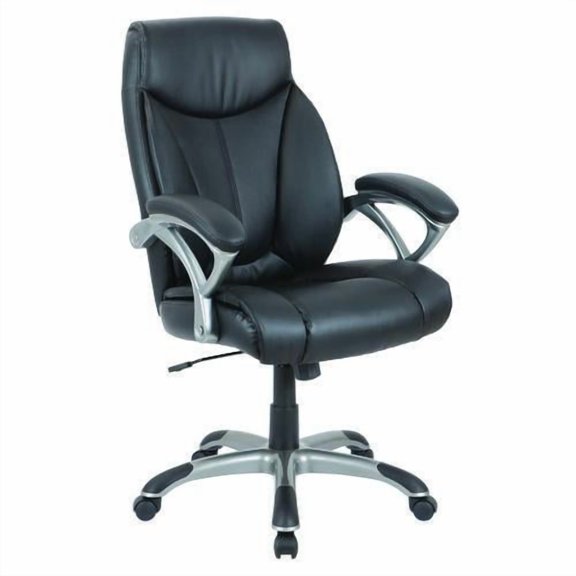 Alera Fulford Bonded Leather High-Back Managers Chair, Supports 275lb, 18.62-22.56" Seat Height, Bla | Bundle of 2