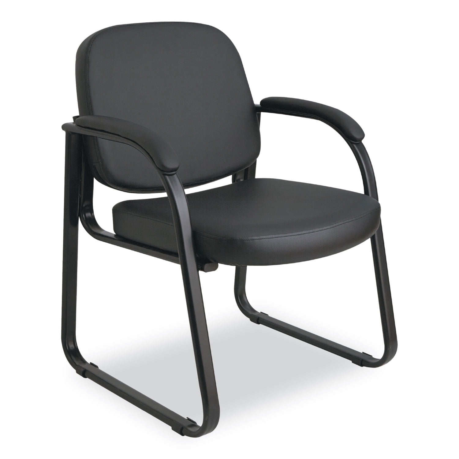 Black Fabric and Metal Sled Base Guest Chair