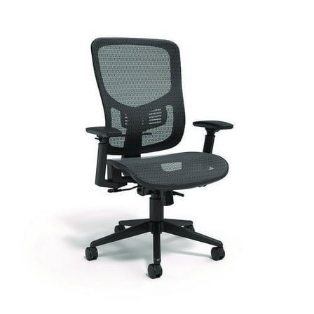 Alera Hollins Ergonomic Mesh Swivel Task Chair, Supports Up to 275 lb, 18.57 to 22.54 Seat Height, Black Seat/Back, Black Base