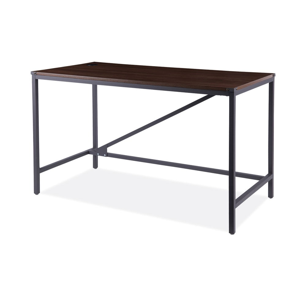 Alera Modern Walnut Industrial Table Desk with Steel Legs