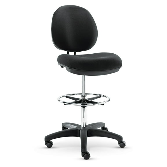 Alera Interval Series Swivel Task Stool, Supports Up to 275 lb, Black Faux Leather