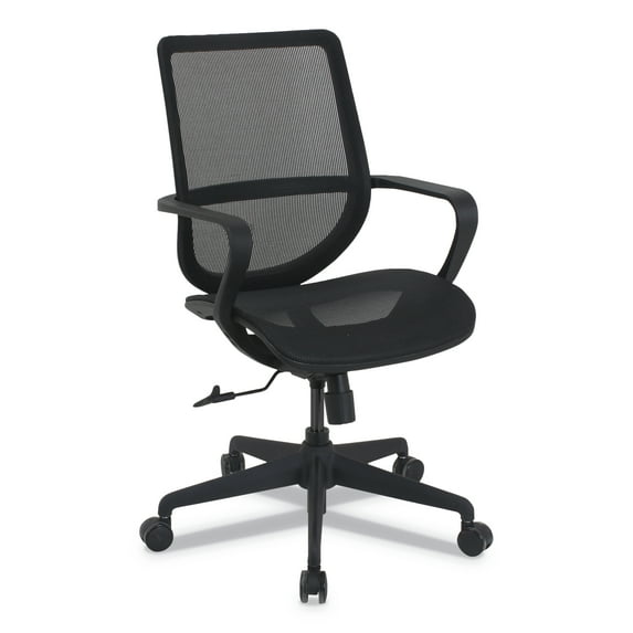 Alera KA Series Mid-Back All-Mesh Office Chair, Up to 275 lbs., Black Seat/Back, Black Base -ALEKA14218