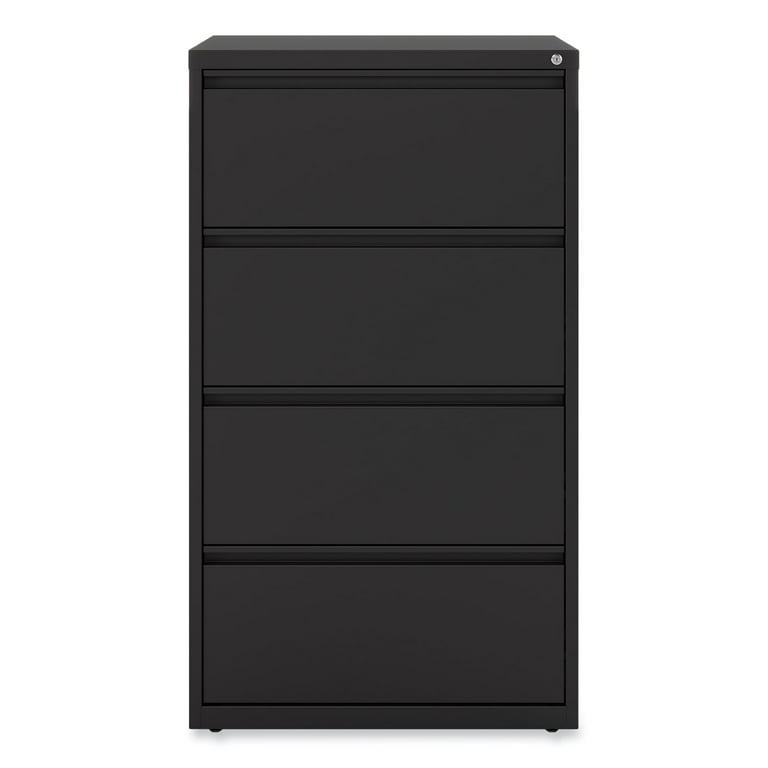 Lateral File, 4 Legal/Letter-Size File Drawers, Black, 30