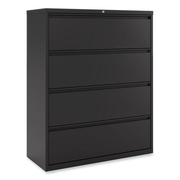 Alera Lateral File, 4 Legal/Letter-Size File Drawers, Black, 42" x 18.63" x 52.5"