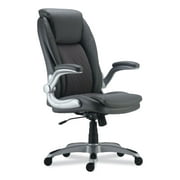 Alera Leithen Bonded Leather Midback Chair, Gray Seat/Back, Silver Base