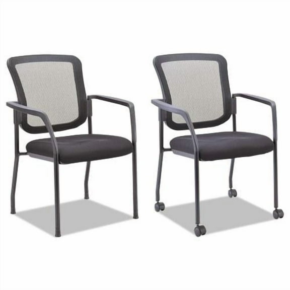 Alera Mesh Guest Stacking Chair, Supports up to 275 lbs., Black Seat/Black Back, Black Base -ALEEL4314