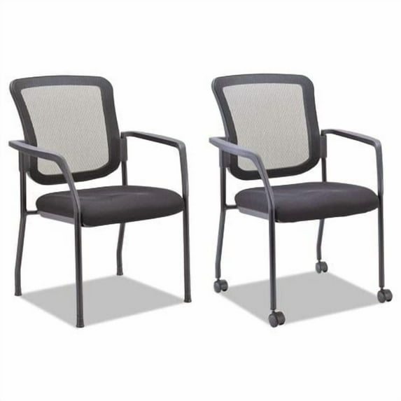 Alera Mesh Guest Stacking Chair, Supports up to 275 lbs., Black Seat/Black Back, Black Base -ALEEL4314