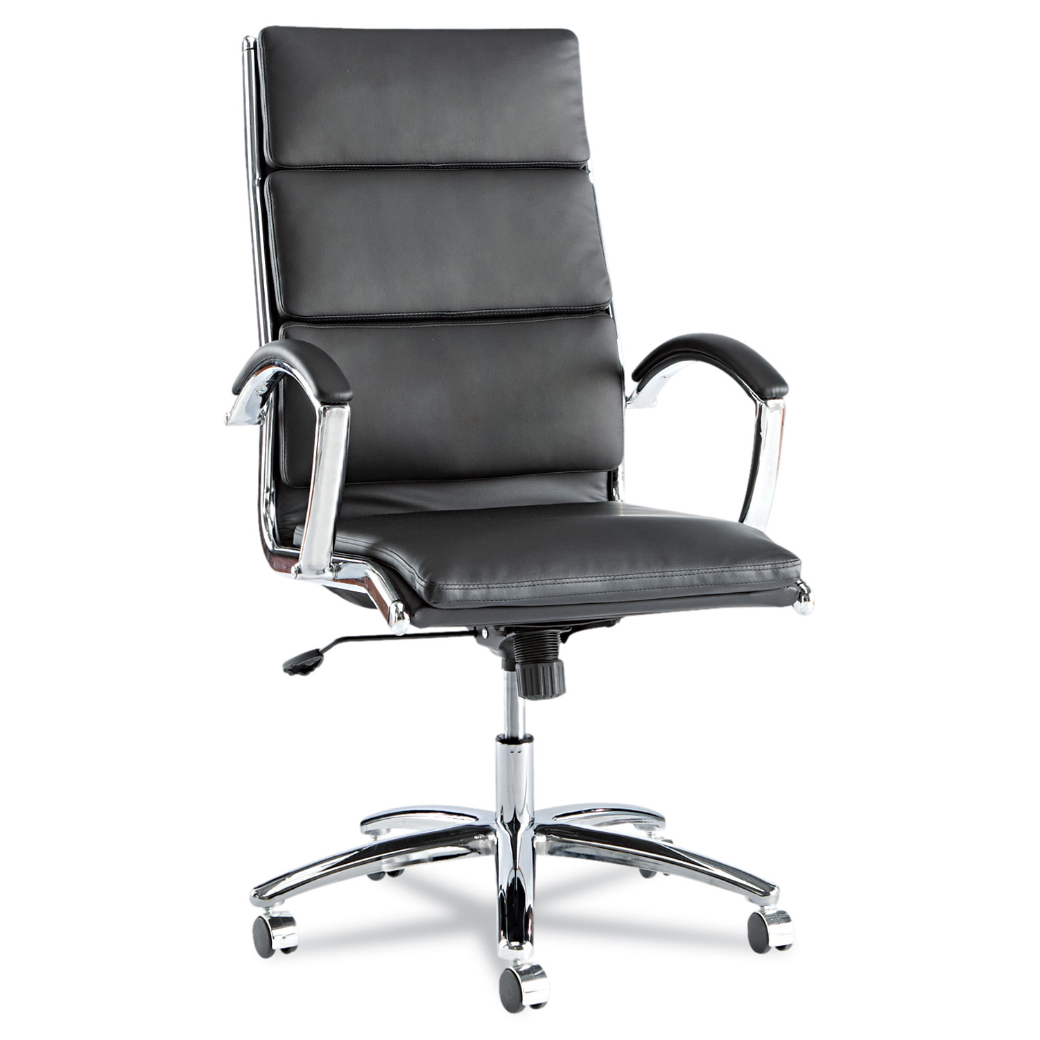 Alera Neratoli High-Back Slim Profile Chair, Faux Leather, 275 lb Cap, 17.32" to 21.25" Seat Height, Black Seat/Back, Chrome - image 1 of 10