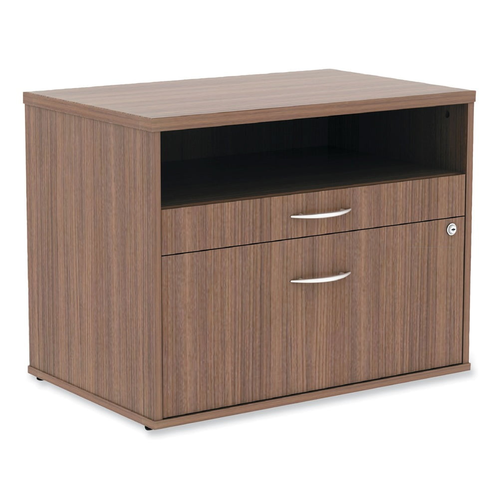 Walnut 2-Drawer Lockable Lateral File Cabinet