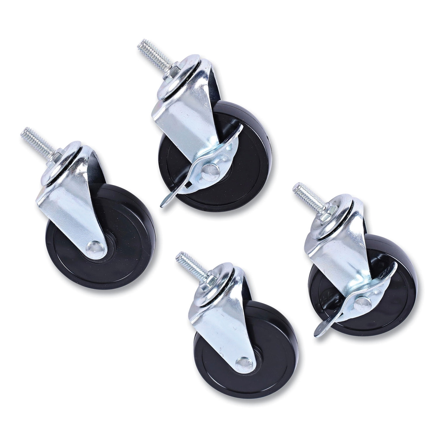 Black 3" Snap Ring Casters for Wire Shelving, Set of 4