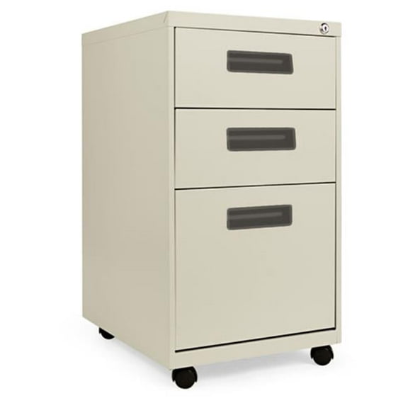 Alera PABBFPY 27.75 x 14.87 x 19.12 in. Three-Drawer Metal Pedestal File, Putty