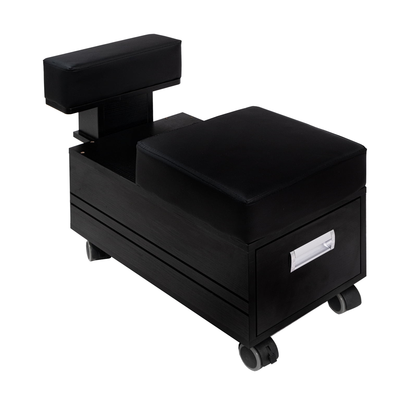 Alera Pedicure Cart with Footrest Beauty Nail Salon Furniture, Black