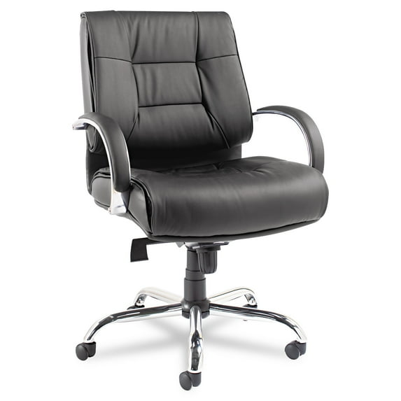 Alera Ravino Big & Tall Series Mid-Back Swivel/Tilt Leather Chair, Black