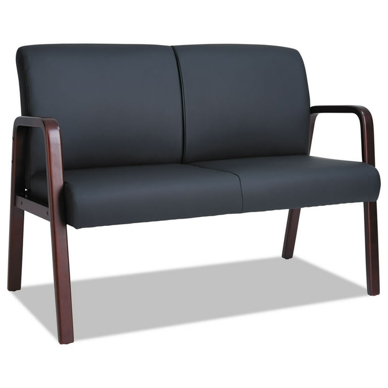 Alera Reception Lounge Series Wood Loveseat, 44.88w x 26.13d x 33h, Black/Mahogany Alera Reception Lounge Series Wood Loveseat, 44.88w x 26.13d x 33h, Black/Mahogany