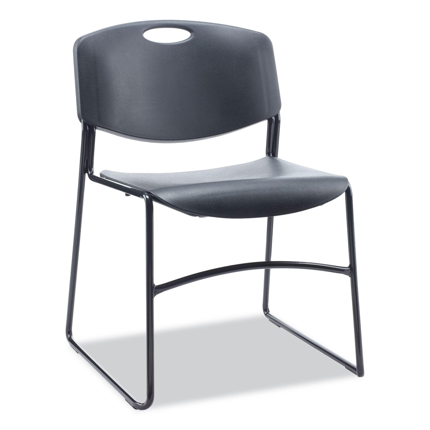 Black Metal Armless Stackable Reception Chair