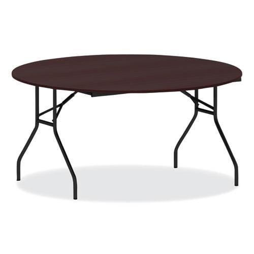 Mahogany 59'' Round Scratch-Resistant Folding Table with Steel Legs