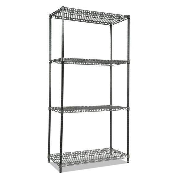 Alera Wire Shelving Starter Kit, Four-Shelf, 36w x 18d x 72h, Black Anthracite -ALESW503618BA