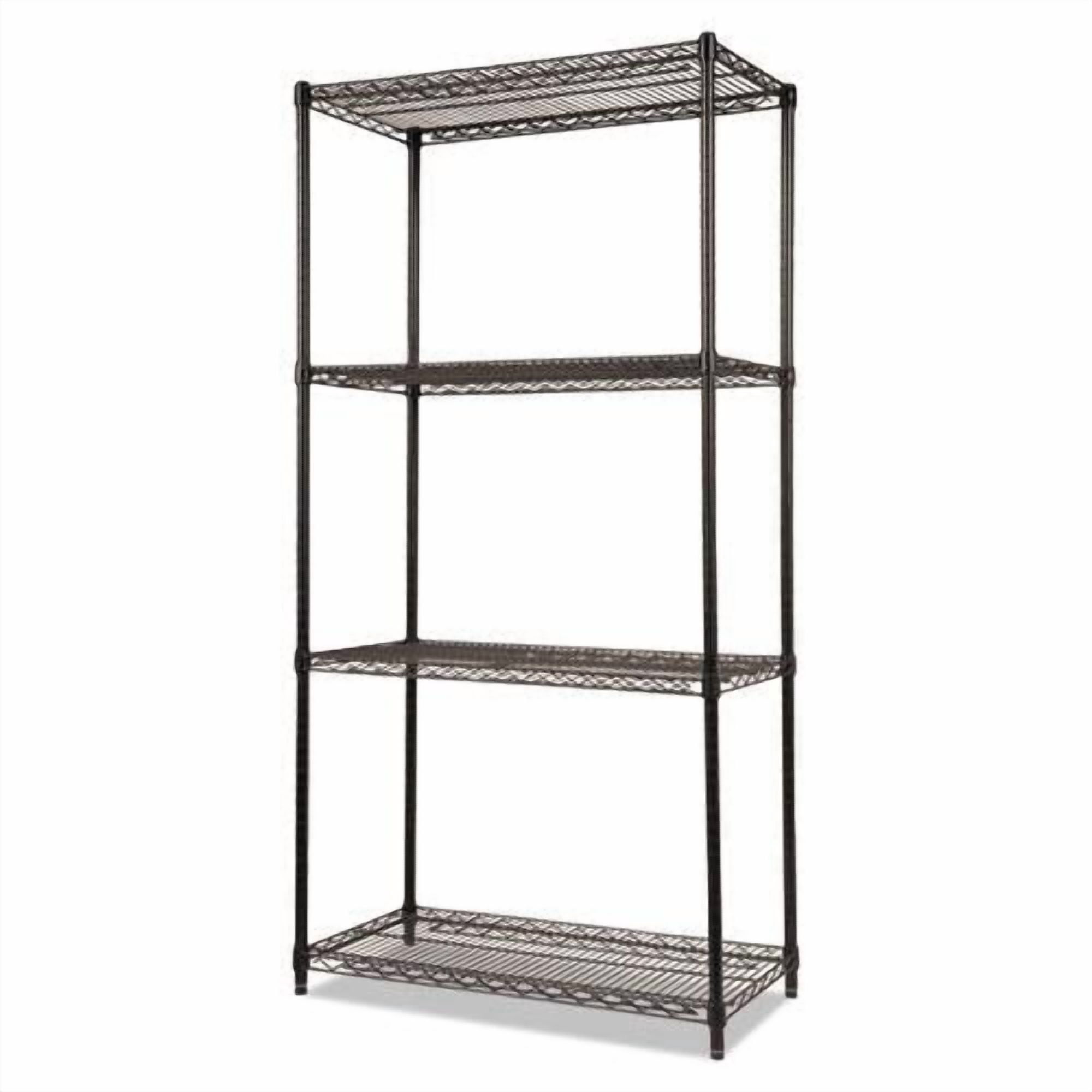 Alera NSF Certified Industrial Four-Shelf Wire Shelving Kit, 36w x 18d x 72h, Black