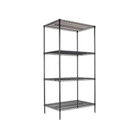 Alera ALESW503624BL Industrial Heavy-Duty Wire Shelving Starter Kit, 4-Shelf, 36w X 24d X 72h, Black