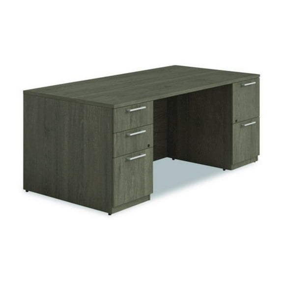 Alera Seville Series Double Pedestal Desk, 72" x 36" x 29", Walnut