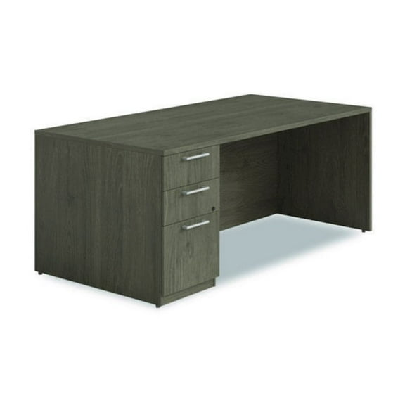 Alera Seville Series Single Pedestal Desk, Left Pedestal, 72" x 36" x 29", Walnut