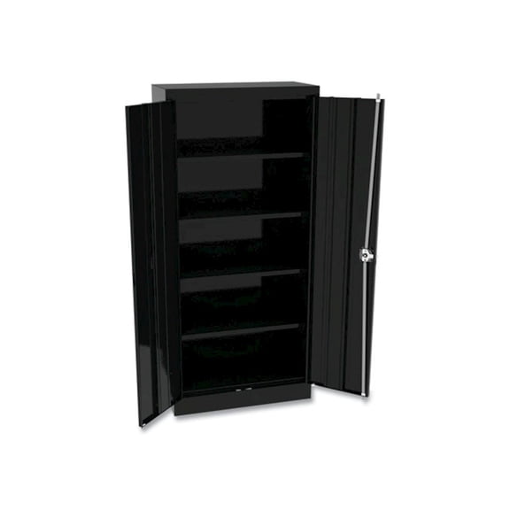 Alera Space Saver Storage Cabinet, Four Fixed Shelves, 30w x 15d x 66h, Black