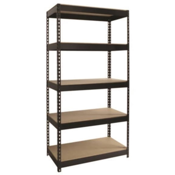 36 in. x 18 in. x 72 in. 5-Shelf Steel Shelving Unit with Particleboard Shelves - Black