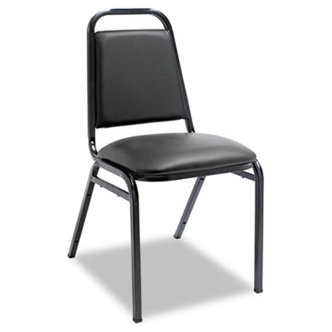 Black Vinyl Armless Stacking Chair with Metal Frame