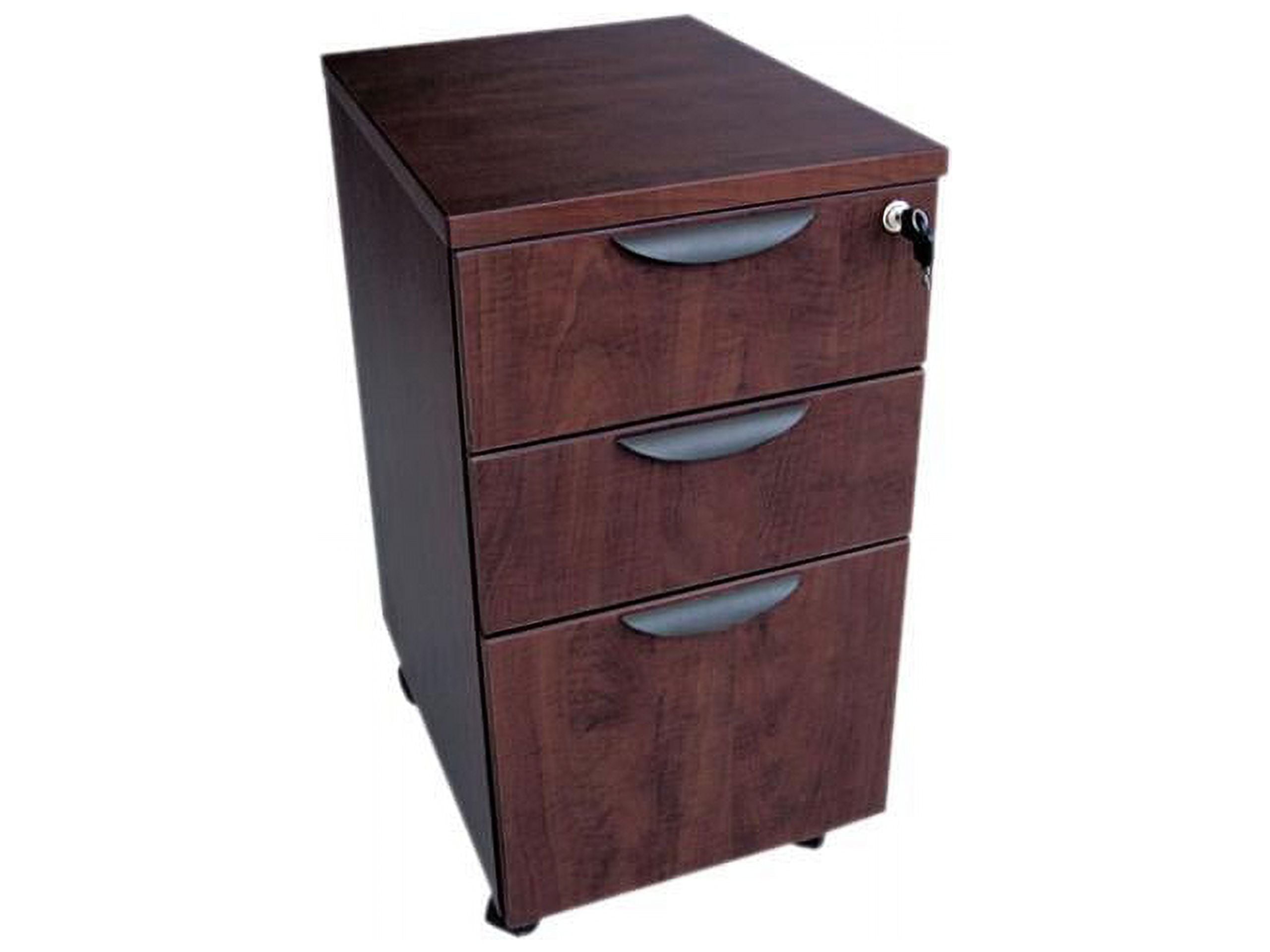 Mahogany 3-Drawer Mobile Lockable File Pedestal