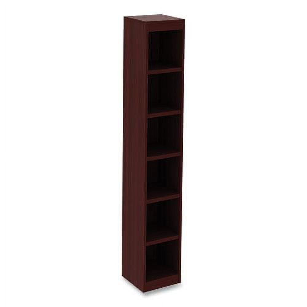 Mahogany Narrow Profile Six-Shelf Adjustable Bookcase