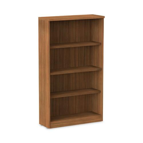 Alera Valencia Series Bookcase, Four-Shelf, 31.75w x 14d x 54.88h, Modern Walnut Alera Valencia Series Bookcase, Four-Shelf, 31.75w x 14d x 54.88h, Modern Walnut