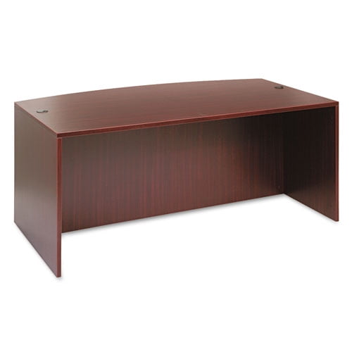 Mahogany Bow Front Desk Shell with Full-Length Modesty Panel
