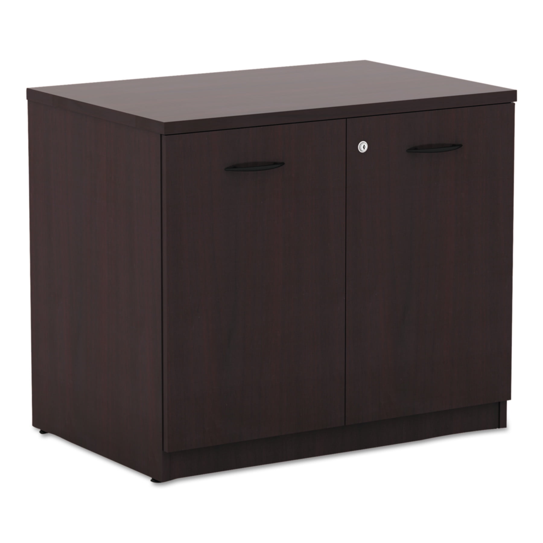 Mahogany Freestanding Lockable Office Storage Cabinet with Adjustable Shelving