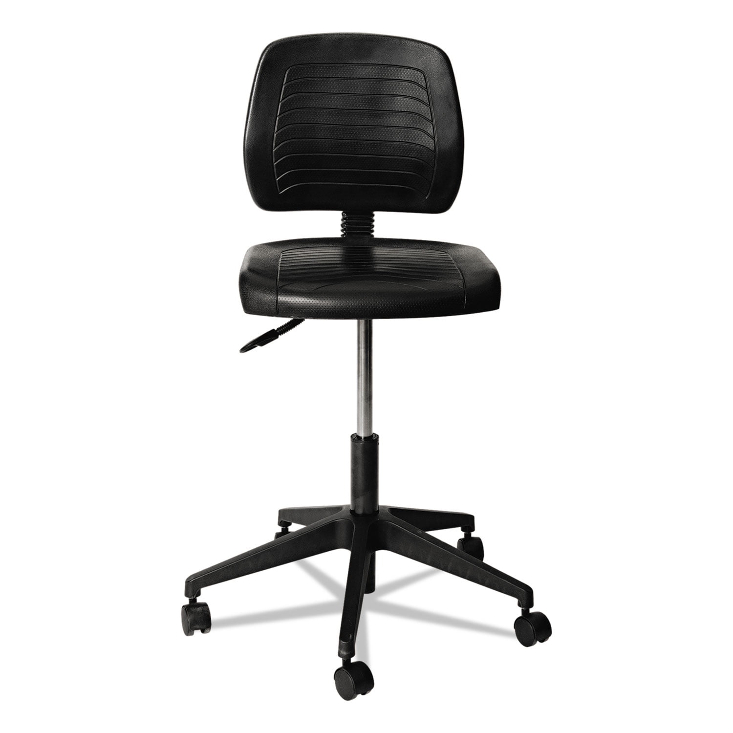 Black Adjustable Height Ergonomic Industrial Stool with Wheels