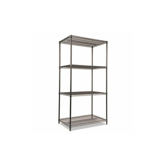 Alera Wire Shelving Starter Kit, Four-Shelf, 36w x 24d x 72h, Black Anthracite -ALESW503624BA