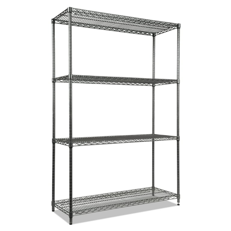 Wire Shelving Starter Kit, Four-Shelf, 48w x 24d x 72h, Black Anthracite Wire Shelving Starter Kit, Four-Shelf, 48w x 24d x 72h, Black Anthracite